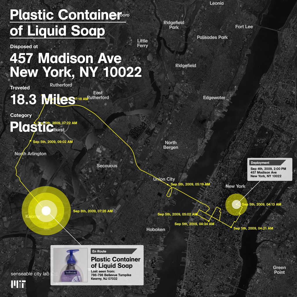 Map of soap's path to recycling facility.